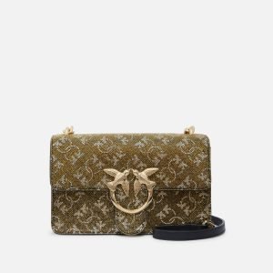 Borsetta a tracolla Mini Love Bag in pelle con strass Monogram